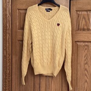 Polo by Ralph Lauren vintage cotton cable knit V-neck sweater, butter yellow